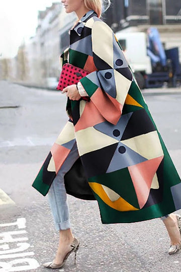 Woochic veste pour femmes col revers motifs géométriques vert 6 S